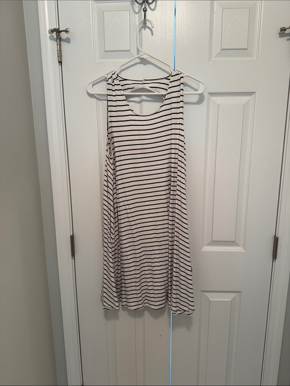 Striped Sleeveless Swing Dress – White and Black